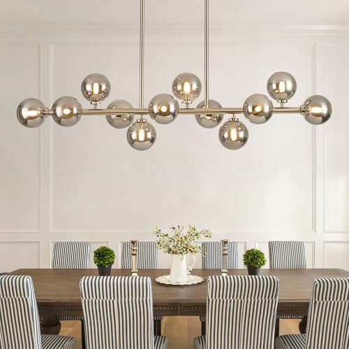 50-Inch Glass Globe Sputnik Chandelier for Dining Room