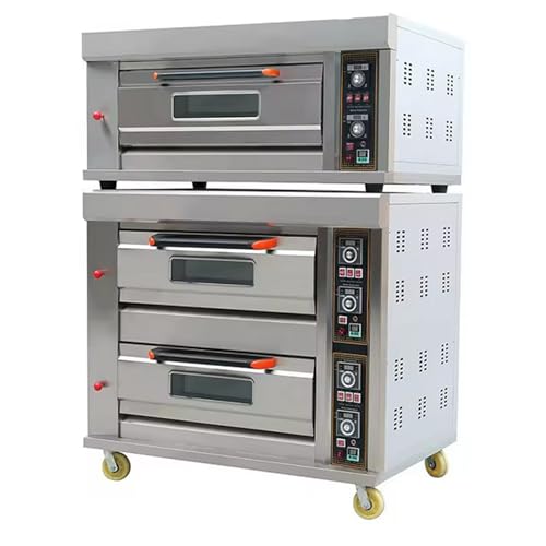 INTSUPERMAI Electric Gas Pizza Oven Stainless Steel Three Layers Movable Gas 6 Baking Dishes Pizza Oven Commercial Restaurant 110V 300W