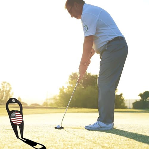 2 Pcs Golf Divot Repair Tool Divot Tool and Ball Marker, Gift Ideas Golf Multitool for Men Golfers (Flag) - Image 3