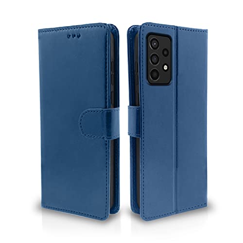 Pikkme Samsung Galaxy A32 Flip Case Leather Finish | Inside TPU with Card Pockets | Wallet Stand and Shock Proof | Magnetic Closing | Complete Protection Flip Cover for Samsung Galaxy A32 (Blue)- Best and cheap mobile covers in India