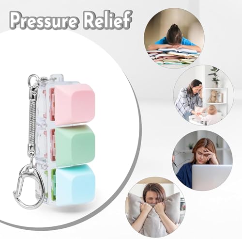 Image of 3-in-1 Colorful Keyboard Fidget Toys for Adults Mechanical Button Keyboard Clicker Keychain for Work Stress Relief (Random Colour)