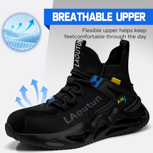 Image of LAoutun Steel Toe Shoes for Men, Lightweight Comfortable Safety Shoes with Puncture Resistant, Indestructible Work Shoes for Construction and Warehouse