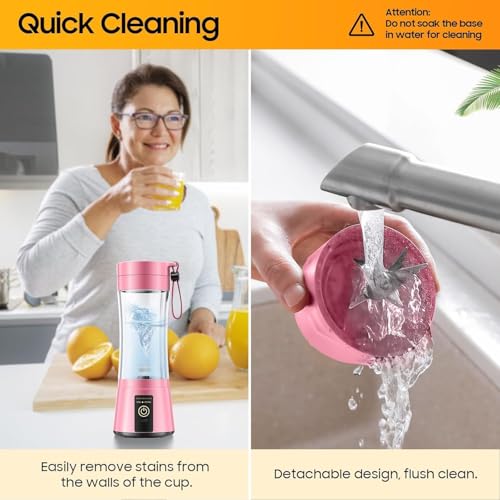 Image of Shopstyle Portable Blender 6 Blade USB Juicer Bottle Portable Juice Blender USB Juicer Juice Mixer Bottle Rechargeable Juice Blender for Shakes Fruits & Vegetables Electric Grinder(Multicolor)