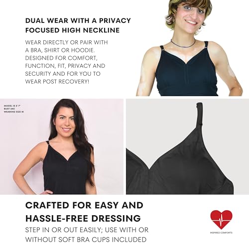 Image of Inspired Comforts Women's Mastectomy Camisole Top with Drain Pockets & Removable Bra Cups