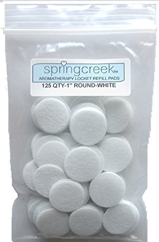 Springcreek (125) Piece Value Pack Aromatherapy Necklace Locket Diffuser Refill Pads for Essential Oils, 22x3mm White Felt fits 30mm Lockets, Thick, Long Lasting, Highly Absorbent