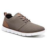 LEZTA Men's Casual Dress Sneakers Business Lightweight Oxfords Arch Support Walking Shoes for Men(Khaki Size 9.5)