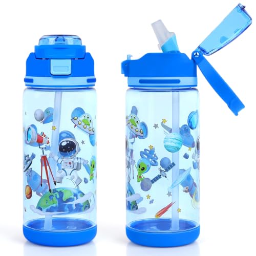 Kids Water Bottle 20oz Leakproof Plastic Water Cup with Straw for Children