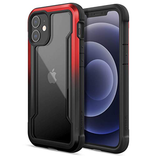 Image of X-Doria Raptic iPhone 12 Mini Case, Shield (Anodized Aluminum, TPU & Polycarbonate) Protection Case /Cover Designed for iPhone 12 Mini 5G (5.4-inch) (2020) (Military Drop Tested) -Black /Red Gradient