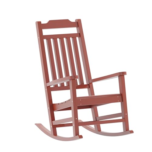 Image of Flash Furniture Winston All-Weather Poly Resin Rocking Chair in Red