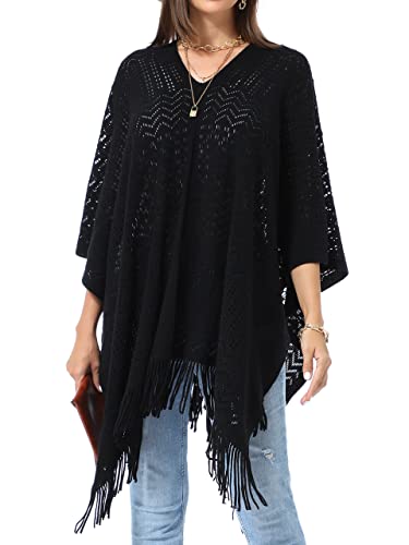 Soul Young Knitted Poncho Sweater for Women Ladies Pullover Wraps Cozy Topper shawl Cape