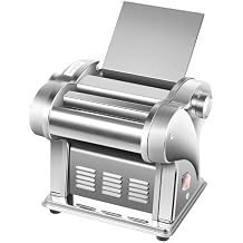 Electric Pasta Maker Noodle Maker Machine,Spaghetti Roller Pressing Machine with 8 Adjustable Thickness Gears,Noodle Maker Pasta Dough Spaghetti Roller for Home Family Use Sliver