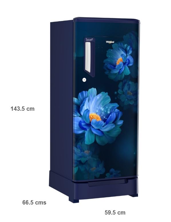 Image of Whirlpool 192 L 4 Star Icemagic Powercool Direct-Cool Single Door Refrigerator with Base Drawer (215 IMPC ROY 4S SAPPHIRE PEONY-Y, Blue, 2026 Model)