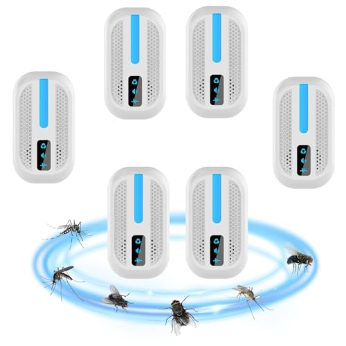 Repellente per parassiti ad ultrasuoni, 6 pezzi, repellente ultrasonico, ideale per repellente per insetti, contro zanzare, efficace formiche a ultrasuoni, difesa per ragni