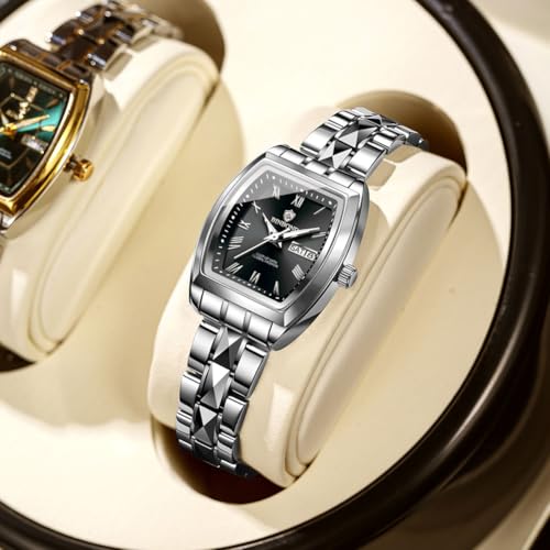 Square Womens Watch Fashion Luxury Elegant Dress Stainless Steel Ladies Wrist Watches for Female Day Date Waterproof Luminous2
