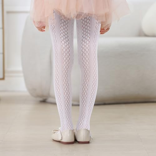 Image of Zando Girls Lace Tights Heart Butterfly Rose Patterned Fishnet Stockings for Toddler Girl Hollow Pantyhose 1T-12 Years