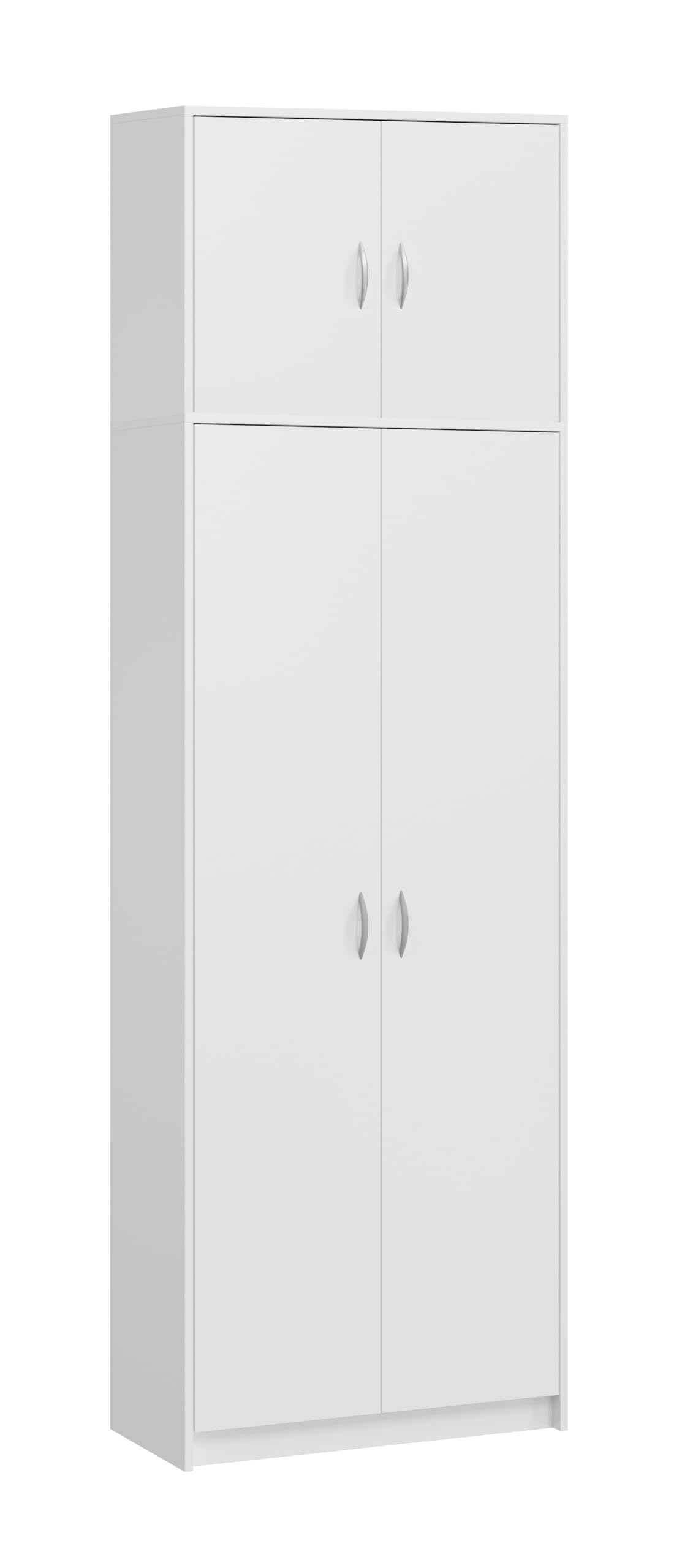 Armadietto alto da ufficio Armadietto multiuso, con 4 ante e 7 scomparti, 235 x 74 x 35 cm (Bianco)