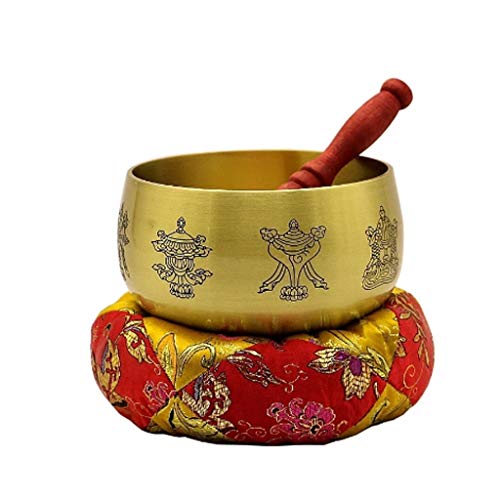 Bol chantant tibétain en bronze avec cloche pour méditation et yoga