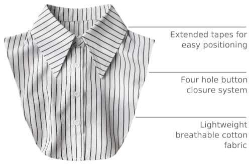 Image of GUZOSJO Blue Striped Detachable Collar Shirt,Dickey Half Blouse False Collar for Lady Girls Men