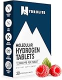 HydroLite Molecular Hydrogen Tablets for Drinking Water with Magnesium | Highest Concentration H2 12,000 PPB | Energy Booster, Enhance Performance & Recovery | Made in USA, 30 Tablets (Raspberry)