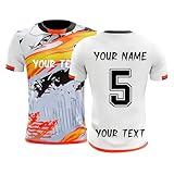 Kit Football pour Enfants Adultes,Kits Maillot Football personnalisés,Chemise d'entraînement personnalisée nom, numéro, Logo garçons,Filles Jeunes Shorts Chemises Ensemble vêtements (Orange)