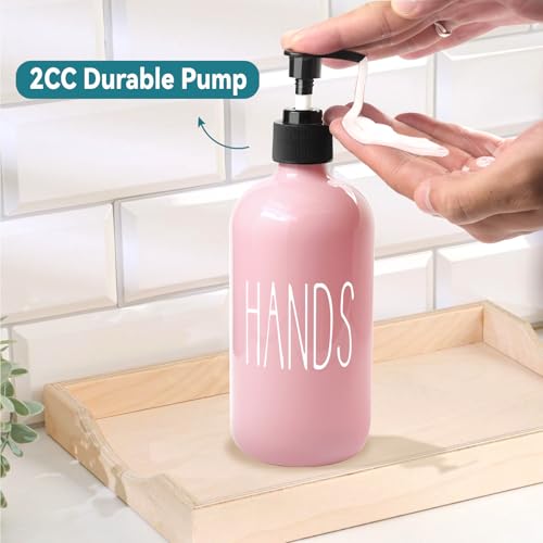 Image of COHOSEGE Glass Soap Dispenser Set 2 Pack,16 Oz Dish Soap Dispenser for Kitchen Sink,Pink Kitchen Accessories and Kitchen Decor,Pink Decorations and Kitchen Utensils for Kitchen