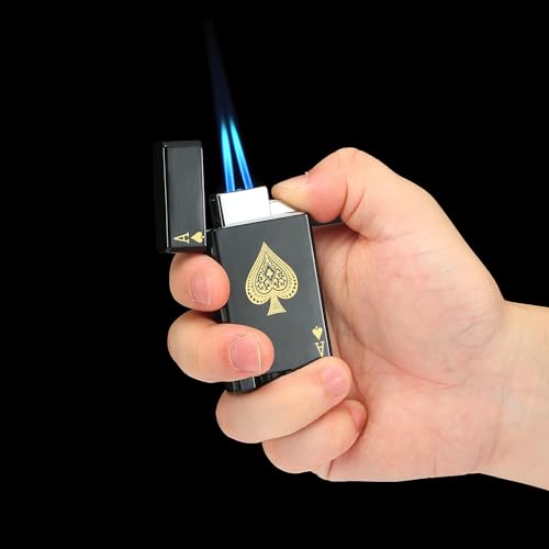 Encendedor y cortador con llama doble ajustable, negro miniatura 5