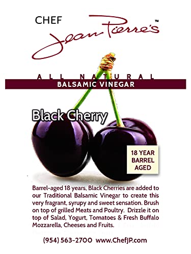 Chef Jean Pierre's Italian Balsamic Vinegar - 375ml (12.5oz) Rich Cherry Flavor, 18-Year Traditional Barrel Aged - Ideal For Enhancing Your Meals