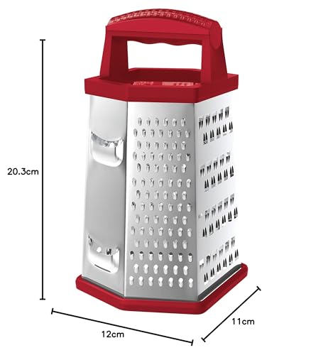 Ralador inox com 6 Faces de 8'' Vermelho, PRP5340-Vm, Euro Home