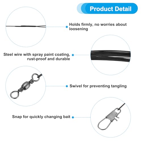 PATIKIL Fishing Wire Leaders con recubrimiento de nylon miniatura 4