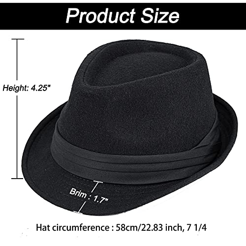 Men Classic Fedora-Hat Felt Manhattan-Gangster-Trilby With Band Unisex Women's Structured Trilby Fedora Hat Black #TOP1