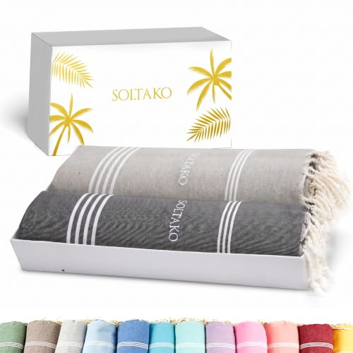 SOLTAKO Premium Hamamtuch Bali Fouta 100x200 cm Strandtuch Sauna – Ansicht 1