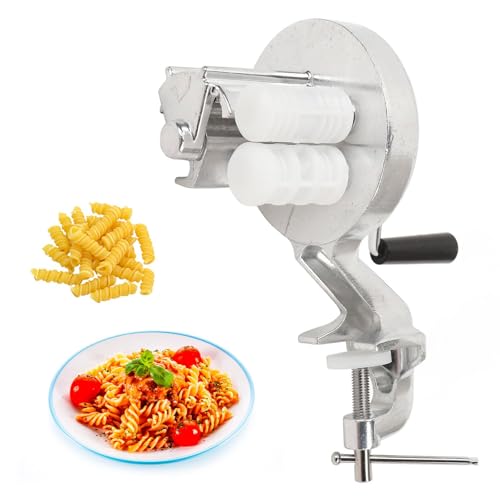 Stainless Steel Pasta Maker, Manual Macaroni Machine with Gnocchi Press for Spaghetti, Penne, Fettucini, Portable Hand Crank Noodle Maker for Home & Restaurant