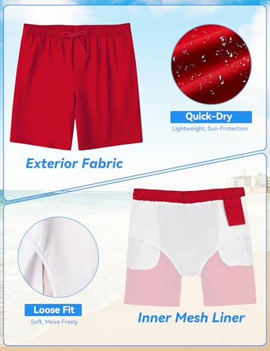 Mens Swim Trunks 8 inch Inseam Mesh Liner Quick-Dry Lightweight 4-Way Stretch Bathing Suit Swimming Trunks for Men UPF 50+3