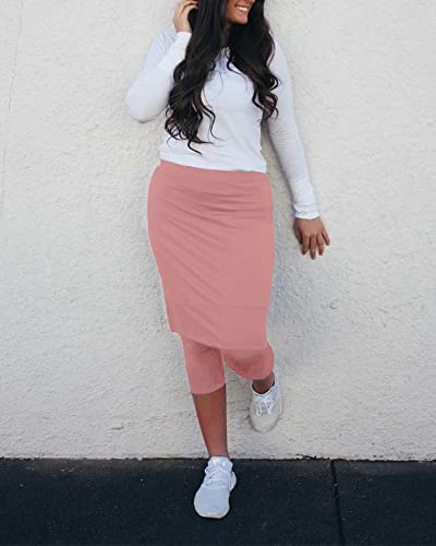 Aurgelmir Women's Tennis Golf Skirt With Leggings Workout Skirted Legging Athletic Skorts With Pockets For Hiking Golf Pink #TOP4