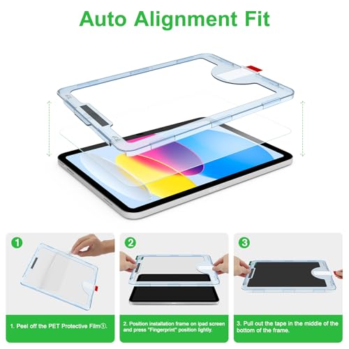 Bioton Nano-Texture Glass Screen Protector Compatible with iPad 11th Generation 2025 / iPad 10th Generation 2022, Auto Alignment Kit, Tempered Glass, Touch like Silk, Anti-Glare, Anti-Fingerprint