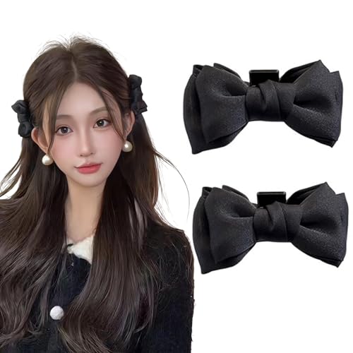Black Bowknot Hair Clips Elf Ear Hair Side Clip Forehead Bangs Small Hair Claw Nonslip Bow Barrettes for Women Hair accessory
