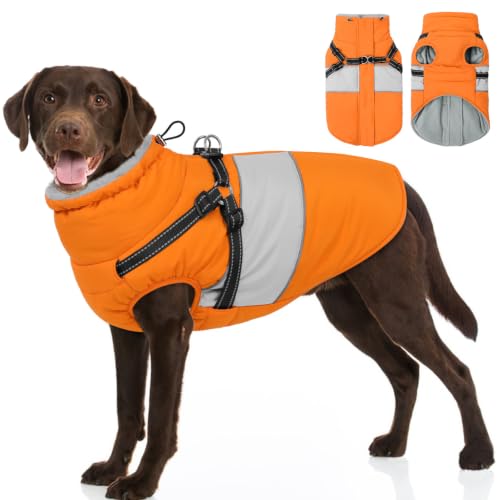 Image of Dog Coat XXL Dog Winter Jacket with Harness for Large Dogs