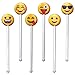 Royer 6" Emoji Swizzle Sticks, Drink Stirrers, Fun Assorted Designs, Set of 24 - Made in USA