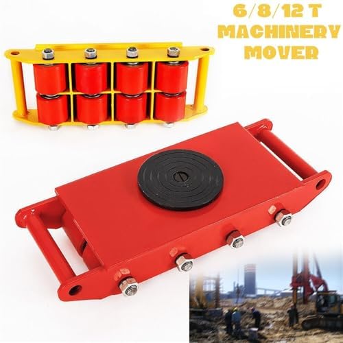 Carrello per macchinari pesanti con 4 rulli, carrello per attrezzature industriali per un facile spostamento e trasporto, perfetto per l'uso in magazzino e in officina (giallo 8T 17600 libbre)