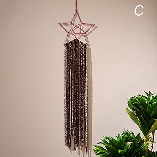 Abimy Enfeite de parede de tecido de macramê boho, apanhador de sonhos feito à mão, simples, cinco p