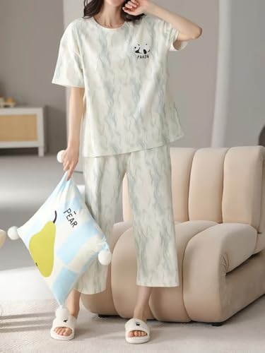 Image of Louis Luxe Womens Korean Night Dress || Full Pyjama Set || Korean Nightsuit || Women Nightwear ||Round Neck Full Sleeve Nightsuit || Loungewear || Everyday Nightdress (ND-18)