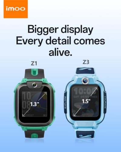 Image of imoo Z3 Kids Smartwatch, 4G Video /Voice Call & Real-time GPS Tracker, 1.5″ HD Screen IP68 20m Waterproof, 8GB Large Storage Parent Control and Safety Protection(Blue)