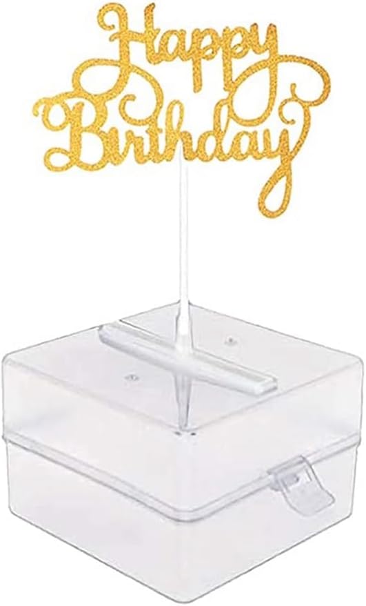 Cake Money Box Set, Money Pulling Cake Making Mold,Cake ATM Money Box with Gold Glitter Happy Birthday Cake Topper