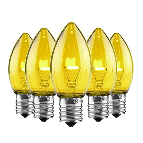 Set of 500 Holiday Lighting Outlet C9 LED Christmas Lights | Yellow C9 LED Filament Lights | C9 Christmas Light Bulbs for Indoor & Outdoor Use | Traditional C9 LED Christmas Lights