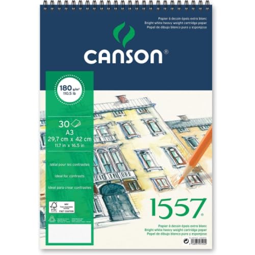 Lot de 5 Album spiralé 30 feuilles 1557® A3 180g/m², grain léger blanc pur