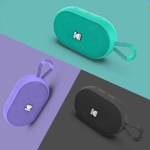 Kodak Enceinte Portable sans Fil PWS-2284 - Étanche IPX7, Bluetooth, 6W RMS, TWS Stéréo, Batterie 1500mAh, Autonomie 10-12h, Fonction Mains Libres, Sangle Silicone, Câble Type-C Inclus - Vert