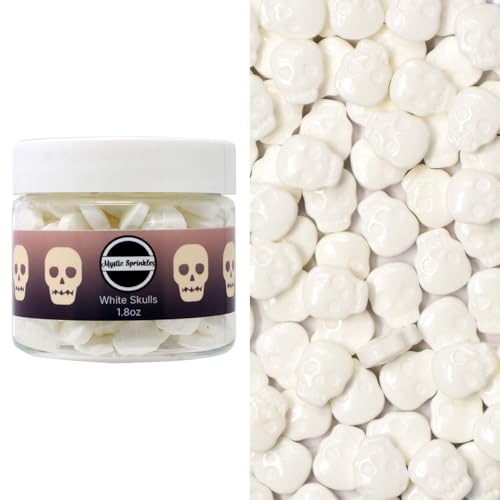 Mystic Sprinkles Halloween Candy Shape Sprinkles (White Skulls, 2oz Jars)