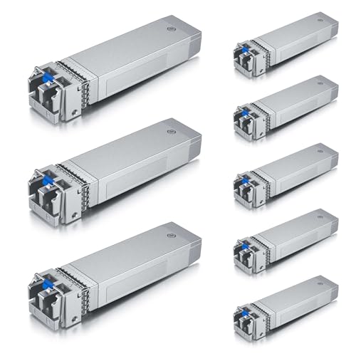 Image of 10Gtek 10GBase-LR SFP+ Transceiver, 10G 1310nm SMF SingleMode Fiber Optic Module, 10km, for Cisco SFP-10G-LR, Meraki MA-SFP-10GB-LR, Ubiquiti UniFi UF-SM-10G, Fortinet, Mikrotik, Netgear, Pack of 8