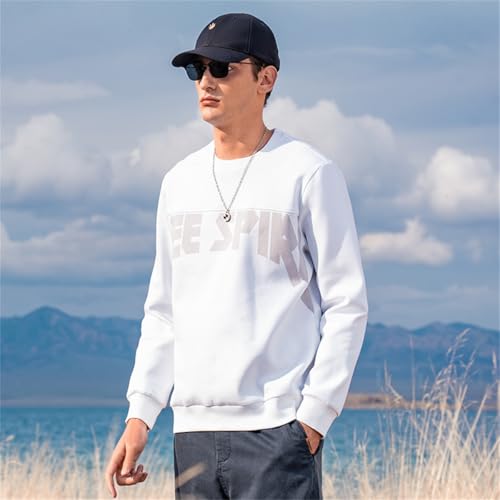 ZVX 370G Heavy Air Layer Sweater Men's Spring and Autumn American Retro Long Sleeve Underwear Top White