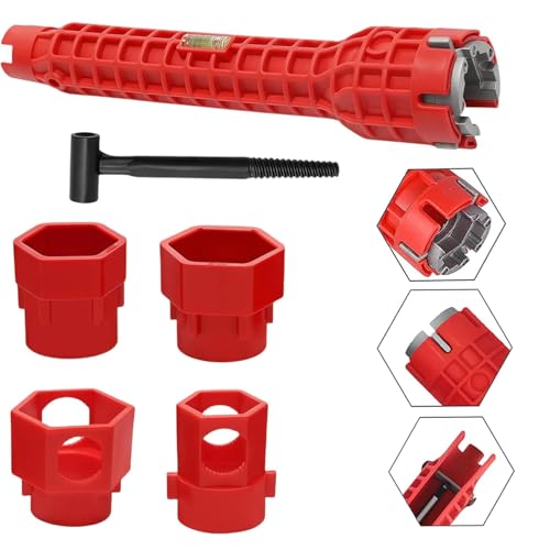 Llave de Fregadero 14 en 1 Multifuncional Llave de Tubo Grifo para Instalación,Herramienta Fontanería con Llave Inglesa Ajustable para Lavabo, Baño, Cocina, Inodoro y Más,Herramientas para Fontaneros
